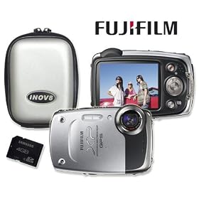 Fuji Finepix XP30 Silver Waterproof/Shockproof 14mp Digital Camera Bundle Including Matching Inov8 Hard Camera Case & Samsung 4GB Shockproof SDHC Class 4 High Speed Memory Card