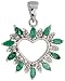 14k White Gold 13/16 (21mm) tall Fancy Heart Pendant, w/ 1.25 Total Carat Weight of Brilliant Cut Diamonds & Marquise Cut Emerald Stones