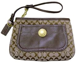 Coach Ergo Signature Wristlet Case Bag for IPOD Khaki Chocolate