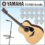 Yamaha FG700S Beginners Level Acoustic Guitar Bundle With On Stage XCG4 Classic Guitar Fret Rest Single Guitar Stand & Dunlop Nylon Standard 12 Pack Guitar Picks