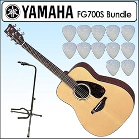 Yamaha FG700S Beginners Level Acoustic Guitar Bundle With On Stage XCG4 Classic Guitar Fret Rest Single Guitar Stand & Dunlop Nylon Standard 12 Pack Guitar Picks