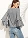 SheIn Women's Round Neck Ruffle Long Sleeve Blouse Small Grey