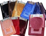 BECKY BLUE 3 PIECE BATHROOM RUG, CONTOUR & LID COVER SET