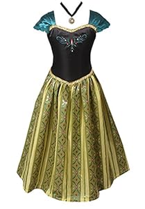 American Vogue FROZEN ANNA CORONATION Costume Dress (11-12 & Necklace)