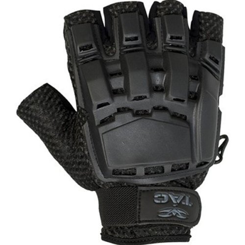 Valken V-TAC Half Finger Plastic Back Airsoft Gloves, Black, Medium/Large