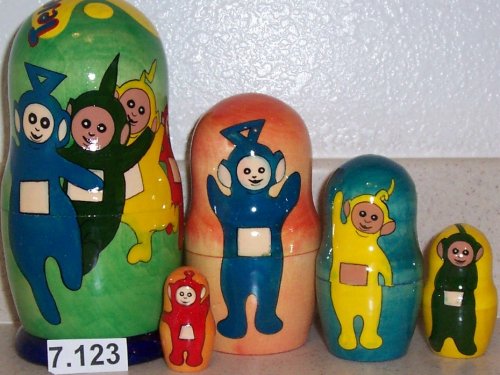 Russian Nesting Nested Stacking Teletubbies Doll. 5 Pieces / 7 in Tall #7.123