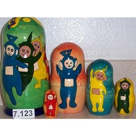 Russian Nesting Nested Stacking Teletubbies Doll. 5 Pieces / 7 in Tall #7.123