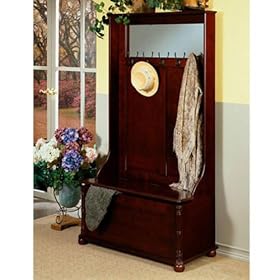 Treasure Hall Tree With Storage, 70Hx39.75W, CHERRY by Home Decorators Collection