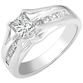 Engagement 1ctw Princess Cut Diamonds Ring HI/I1 by 