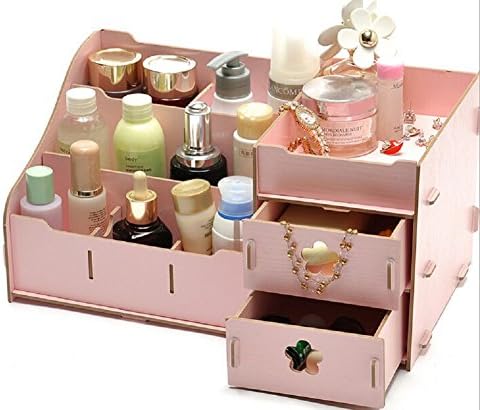 Jote Desktop Large Storage Box Cosmetic Organizer Drawer DIY Makeup Jewelry Case Wooden Drawer Holder