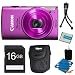 Canon Powershot ELPH 330 HS Pink Digital Camera 16GB Bundle - Includes camera, 16GB SD Memory Card, Ultra-Compact Digital Camera Deluxe Carrying Case, NB-4L 900mAh Lithium Battery, Flexible Mini Table-top Tripod, and 3pc. Lens Cleaning Kit