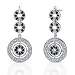 Ultra Elegant: Sterling Silver Celebrity Style Dangle post Earrings with Black Sapphire and CZ Diamonds