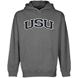 NCAA Utah State Aggies Gunmetal Arch Applique Midweight Pullover Hoody