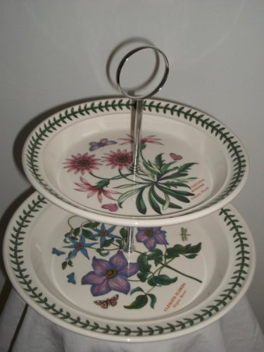 Portmeirion Bespoke 2 Tier Botanic Garden Cake Stand - Clematis and Treasure Flower