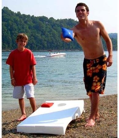 All-Weather Corntoss Beanbag Game Targets with Built-in Locking Bag Storage &amp; Carry Handles, White