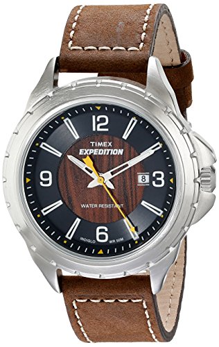 Timex Men s T499089J Expedition Rugged Field Stainless Steel Watch with Leather Band