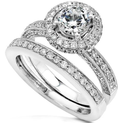 2ct TW Round Brilliant Diamond Bridal Set in 18Kt Gold (Size 6.5)