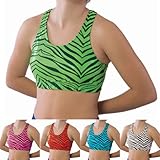 Pizzazz Black White Zebra Dance Cheer Sports Bra Girls 6-8