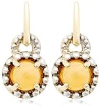 10k Yellow Gold Cabochon Citrine Bead Design Earrings
