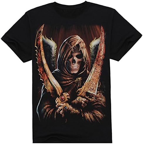 Ninimour Men skull 3D Digital Print T-Shirt Top Tee (L, Dagger skull)