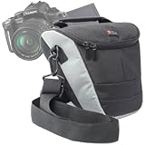 DURAGADGET Black Water Resistant Nylon Protective Carry Case For Panasonic Lumix DMC-FZ70, Panasonic GF5, Panasonic DMC-GF5KEB-K Lumix G Compact System Camera with Interchangeable Lens & Panasonic DMC-FZ72EB-K - (16.1MP, Super Telephoto 60x Optical Zoom, 20mm Ultra Wide Angle Lens)