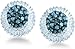 Blue and White Round and Baguette Diamond Stud title=