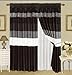 Modern Black/White/Grey Pin Tuck Stripe Grommet Window Curtain/Drape Set with Sheer Backing 108-by-84-Inch Tall