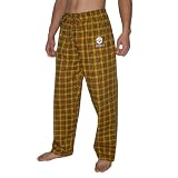 Mens NFL Pittsburgh Steelers Plaid Cotton Thermal Sleepwear / Pajama Pants - Yellow & Black (Size: L)