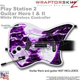 PS2 Guitar Hero I & II White Wireless Controller Skin Radioactive Purple by WraptorSkinz TM (GUITAR NOT INCLUDED)