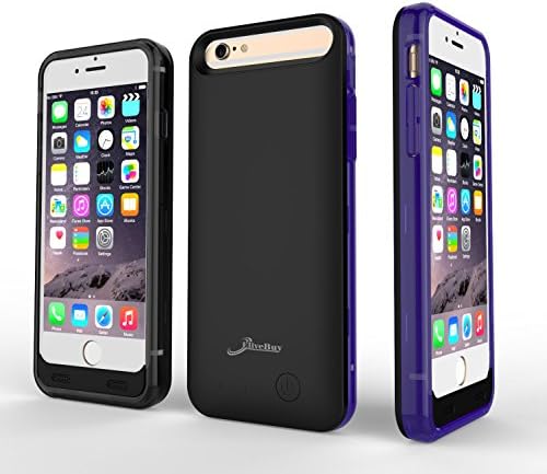 [Apple MFi Certified] iPhone 6 Battery Case Elivebuy® 3100mah Extended Battery Case for iPhone 6 (4.7 inch),Micro USB Input (Black - Purple &amp; Black Bumpers)