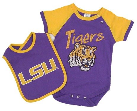 LSU Tigers Infant Bolt Onesie w/Bib