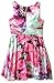 My Michelle Girls' Big Printed Gingham Chiffon Skater Dress with Inverted Pleats at Front