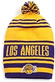 NBA Men's Classic Teams Pom Knit Hat - Kf09Z, Los Angeles Lakers, Purple/Gold, One Size , Los Angeles Lakers , Purple/Gold