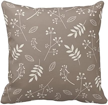 Leaf Greenery Nature Floral Taupe And Ivory 18*18 pillow Case