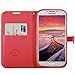 Galaxy S4 Case, by Ailun,Wallet Case,PU Leather Case,Credit Card Holder,Flip Cover Skin[Red] with Screen Protect and Styli Pen
