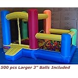 BALLS INCLUDED - My Bouncer Little Castle Bounce House w/ Built-in Ball Pit and 500 pcs 3.1" Crush-Proof Home Grade Balls