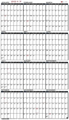 24" x 42" Extra Large Wet Erase - Yearly 2017 Wall Calendar - Laminated Vertical Planner (2442-17v)