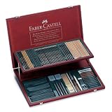 Art & Craft Art Drawing Supplies: Deluxe PITT Monochrome Studio Set in Woodcase incl. Artist Pencils, Pastels, Charcoals and Accessories.