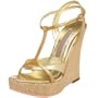Caligarius Women's Iana Nappa Platform Wedge,Medium Beige/Gold,6.5 B