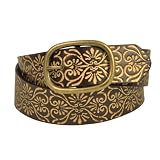 51lKS0E5RqL. SL160  Womens New Brown Contrast Design Belt 1.6 Inches By Landes Size Medium (34)