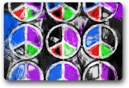 Door Mat Cool Colorful Peace Sign Art Pattern Doormat Rug Indoor/Outdoor/Front Door/Bathroom Mats Floor Mat 23.6inch X 15.7inch