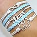 Ac Union Inspirational Leather Bracelets for women,Easter Basket Stuffers Jewelry Multilayer Boho Wrap Bracelets Feather Turquoise Boho Wrap Heart Modern Leopard Bracelets for Teens Girls