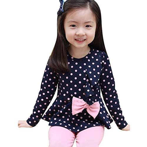Little Hand Little Girls' Long Sleeve Shirts and Striped Leggings