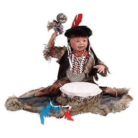LITTLE DRUMMER 16 Porcelain Indian w Drum Doll By Golden Keepsakes by Golden Keepsakes Dolls