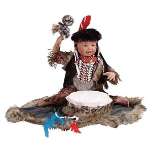 LITTLE DRUMMER 16 Porcelain Indian w Drum Doll By Golden Keepsakes by Golden Keepsakes Dolls
