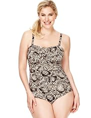 Plus Ultimate Tummy Control Faux Snakeskin Print Swimsuit