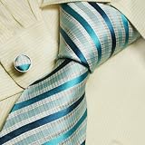 Blue men in ties turquoise stripes christmas gifts for him handmade silk tie cufflinks set 5033