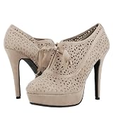 Caliber20 Perforated Lace Up Ankle Boots TAUPE