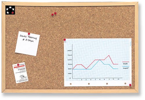 5 Star Office Noticeboard Cork with Pine Frame W900xH600mm