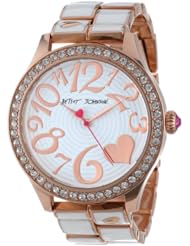 Betsey Johnson Womens BJ00198-03  Analog Rose Gold and White Strap Watch